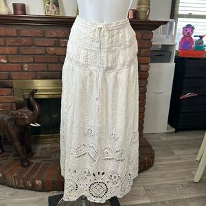 Boho Ivory Lace Maxi Skirt -large